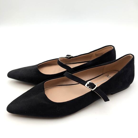 MIA Aviba Pointed Toe Mary Jane Flats Adjustable Women's Black Size US8M EU39 - Picture 1 of 13